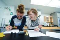 Students working on project in science lab