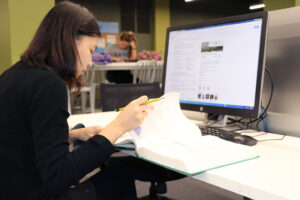 International student studying in the LRC