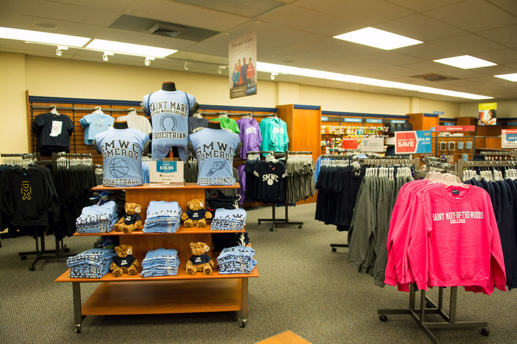 Display of gifts and clothing at the SMWC Bookstore
