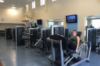 Student working out in the Club 64 gym