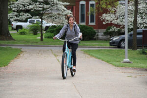 Student riding bicycle
