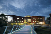 Campus building at night in Ireland