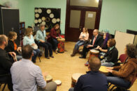 graduate students drum circle