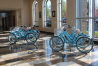 Blue pomeroy bikes in the Knoerle Center