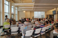 Conference in the atrium of the Knorele Center