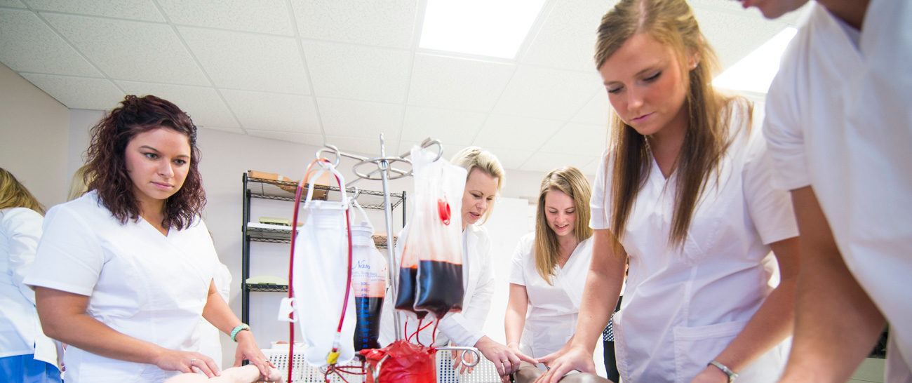 Students in a blood work lab