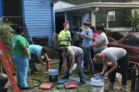 Students working on a missions trip