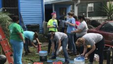 Students working on a missions trip