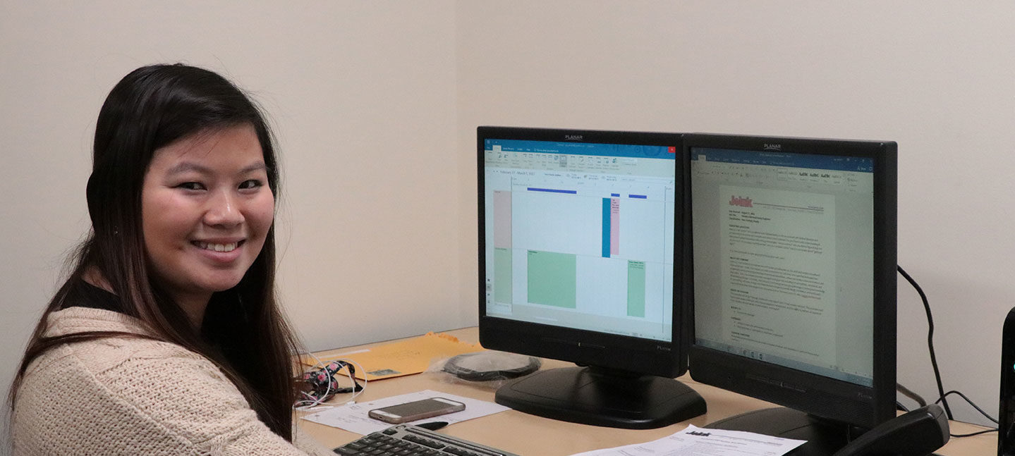 Student using a computer