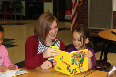 Betsy Wells with Deming Elementary student