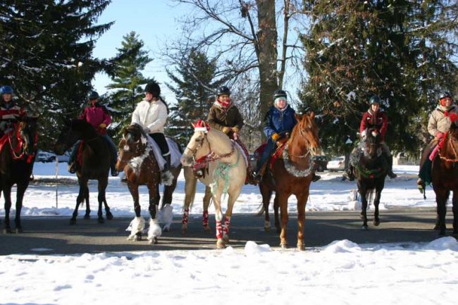 A few of SMWC seniors line up to prepare for campus caroling.