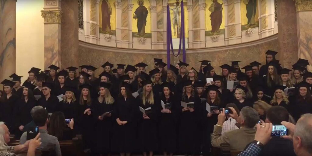 Students singing on Ring Day