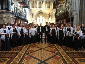 SMWC Choir with director Michael Boswell at Saint Patrick's Cathedral in Dublin, just before the final tour performance. Photo credit: Sondra Blake Maher ’12.