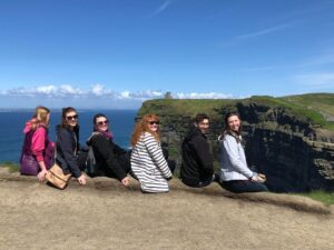 Students Shea Davis, Allison Payonk, Devyn Burns, Shannon Sonderman, Logan Thralls, Kristin Foster at the Cliffs of Moher. Photo Credit: Sara Langenberger.