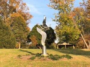An abstract sculpture in Deming Park