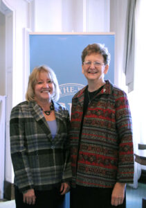 President King and Sister Dawn stand together at the announcement