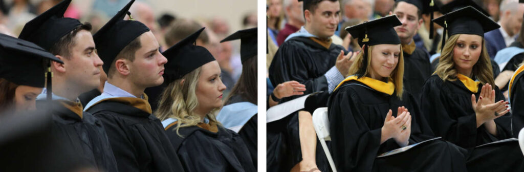 Students watching and applauding during the ceremony