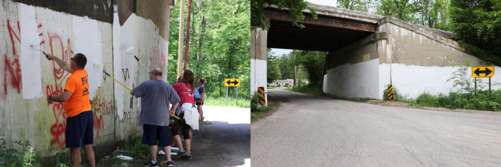 Before and after comparison of the viaduct