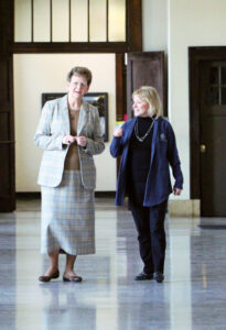 Sister Tomaszewski walking with President King