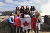 SMWC student group standing in front of Niagara Falls
