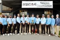 The SMWC men's golf team with their trophy
