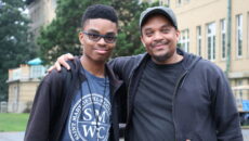 SMWC student with their father during move-in