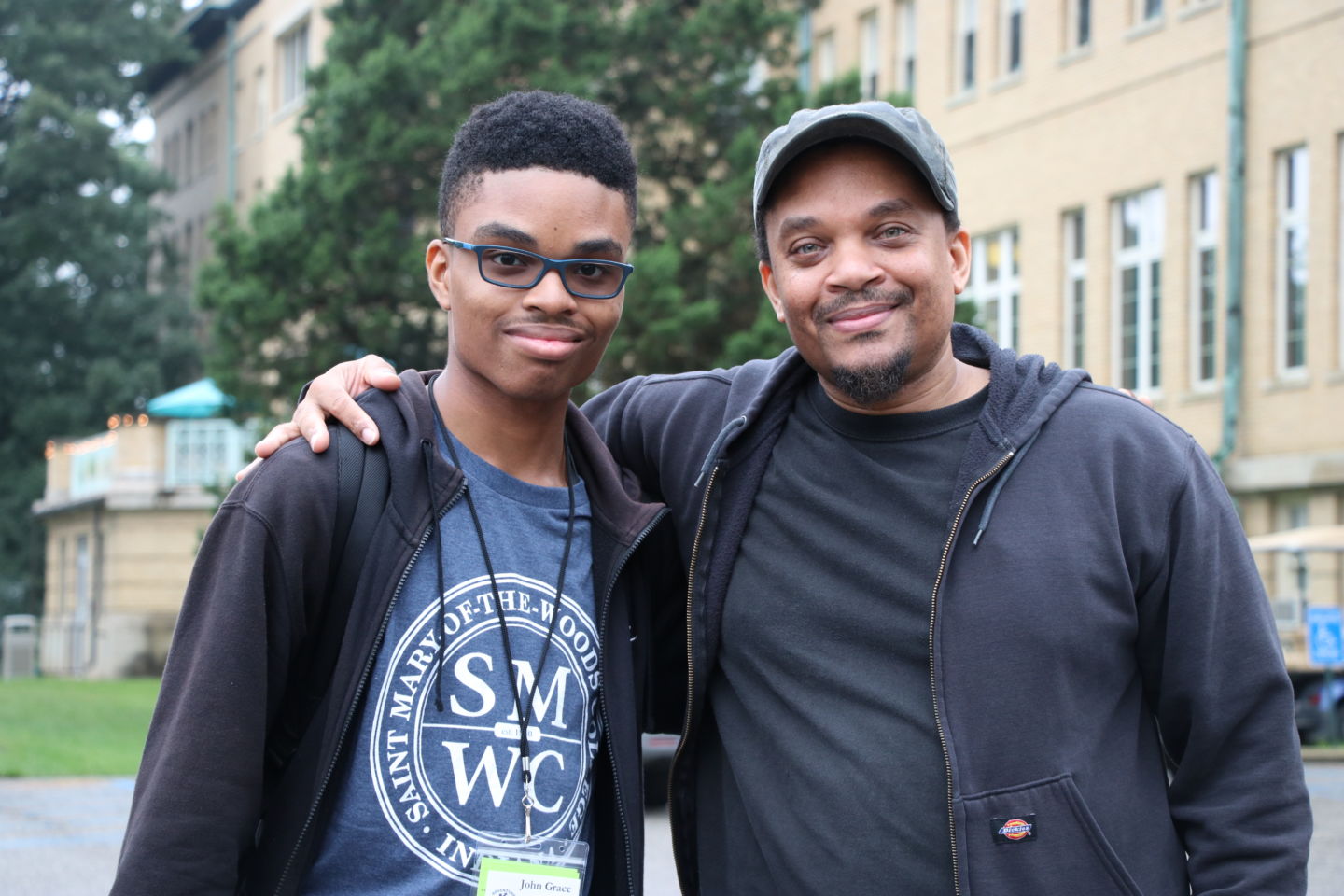 SMWC student with their father during move-in
