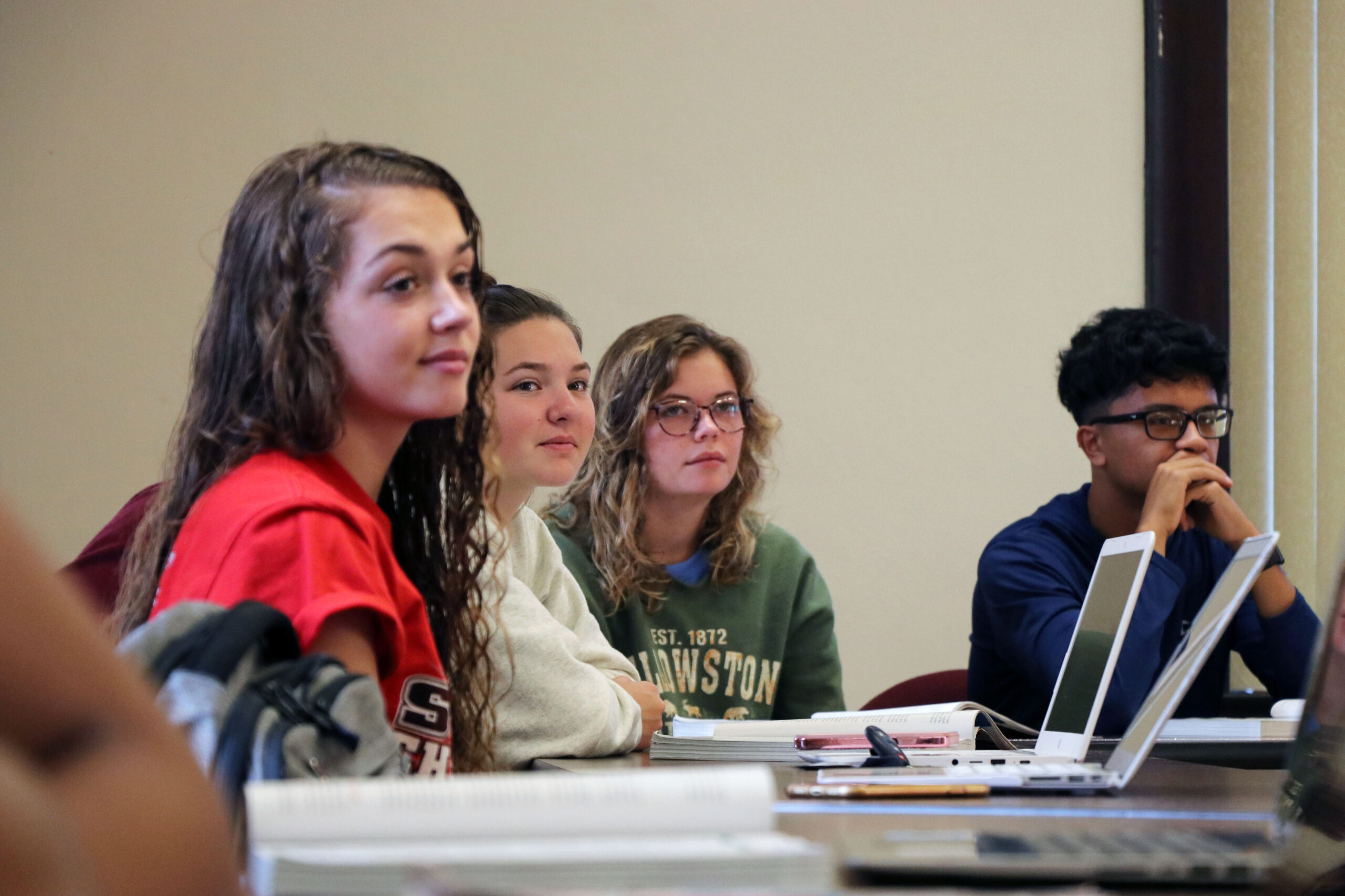 Students attentively listening to lecture