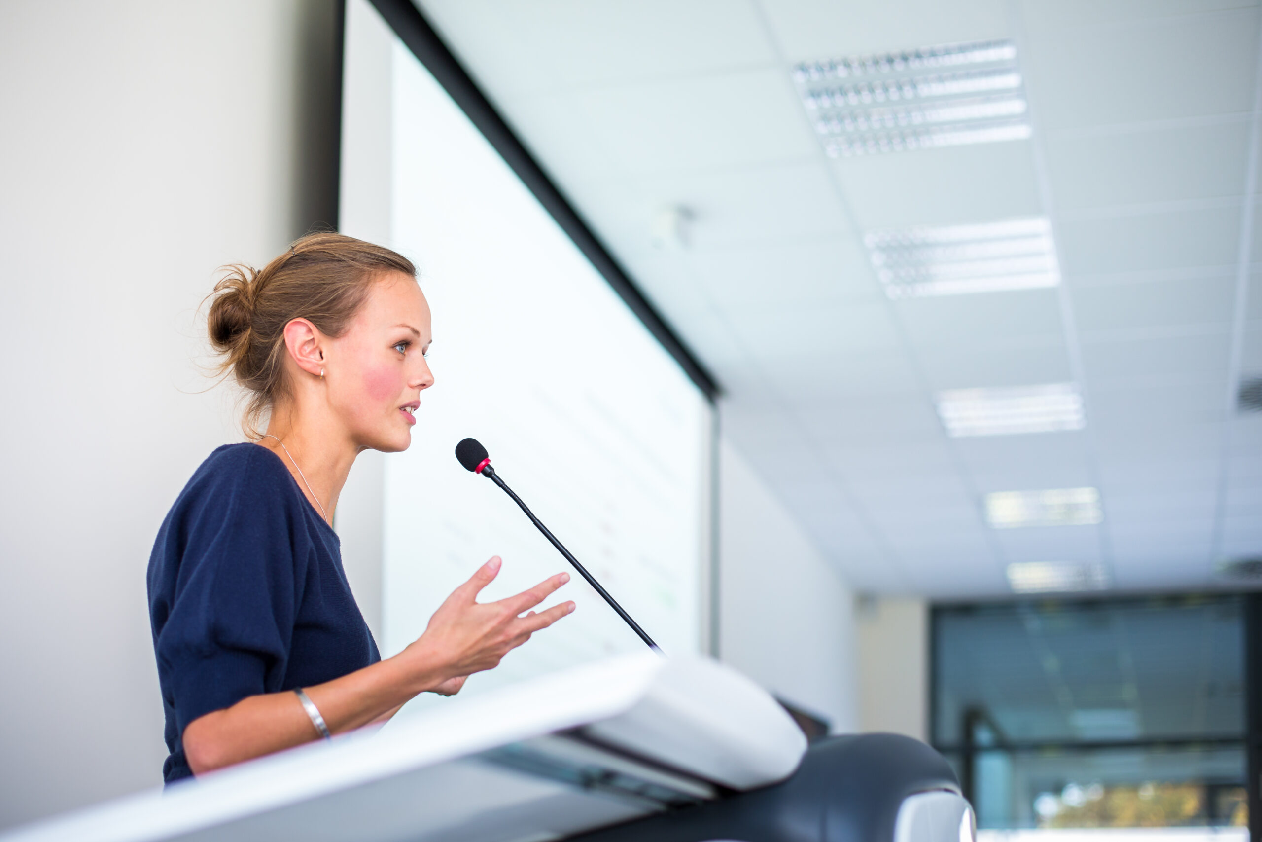 woman presenting