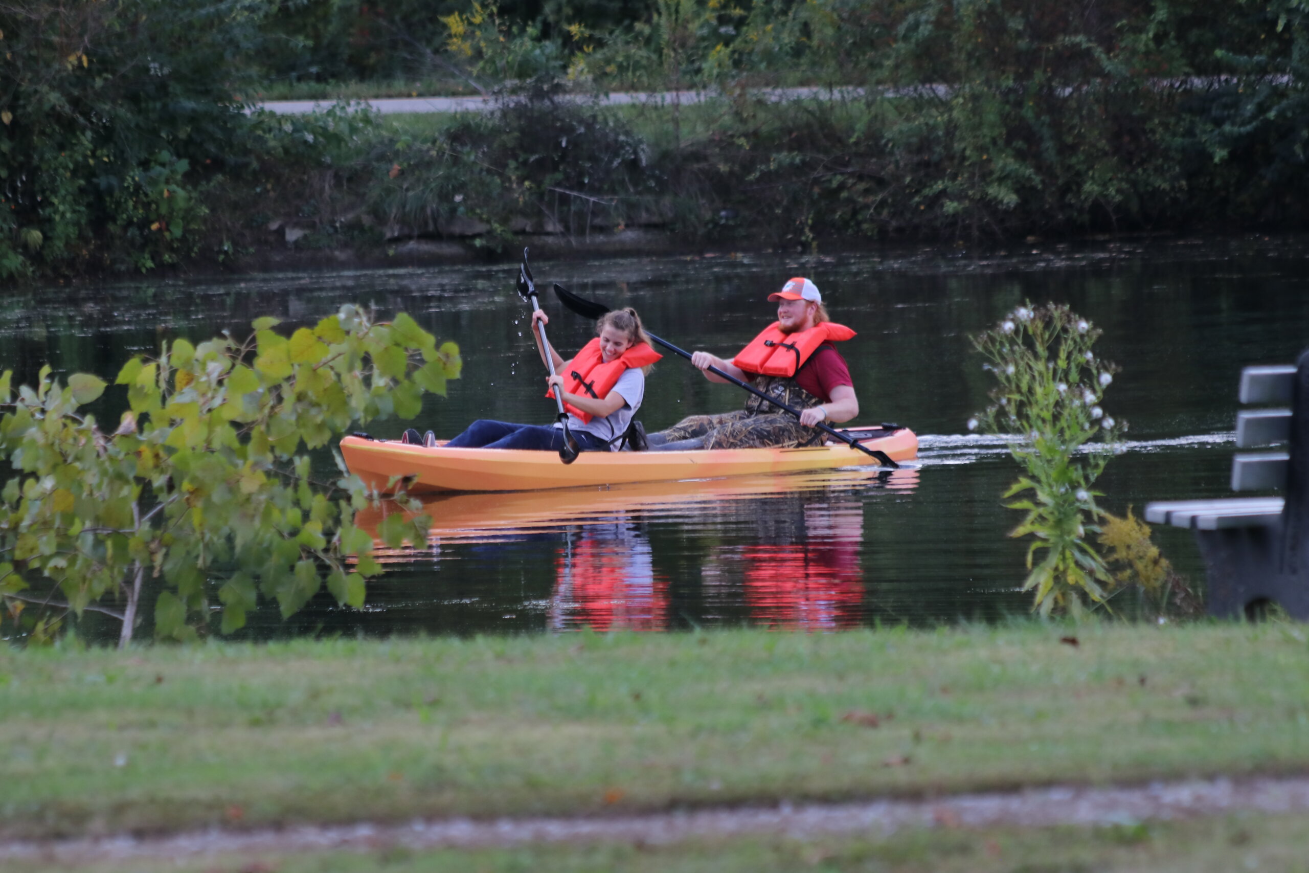 students in canoe