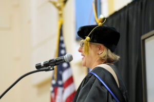 Williams speaking at commencement