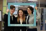 Student senators looking through #IAspireHigher frame