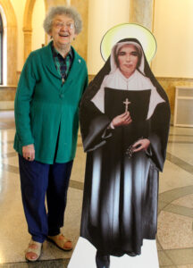 Sister Barbara with a cutout of SMTG