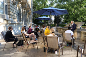 Outdoor class on the Guerin porch