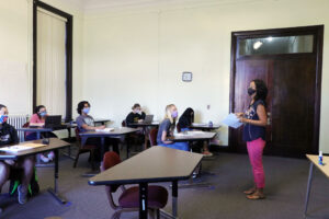 Students in masks during class