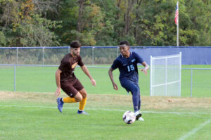 Men's soccer player feinting