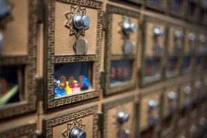 A closer look at the wall of mail boxes