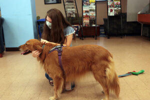 Sadie with a student