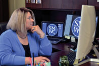 Jaclyn Walters at her desk