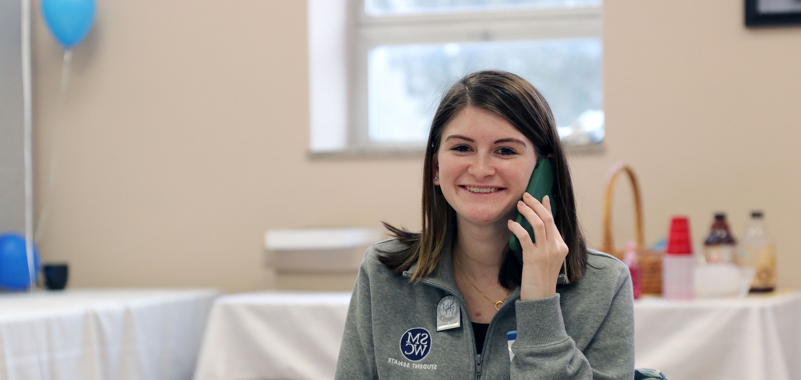 Smiling student caller at WoodsGivingDay