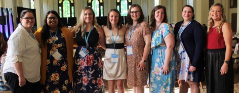 SMWC alumni smiling at Reunion 2021 Banquet
