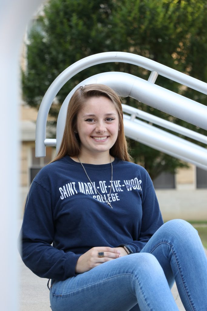 Olivia Wendell ’20 is the proud recipient of a Legacy Ring from the estate of Sue Pietrus, SP, ’72 who served as SMWC’s director of choirs and Madrigals for 28 years. 