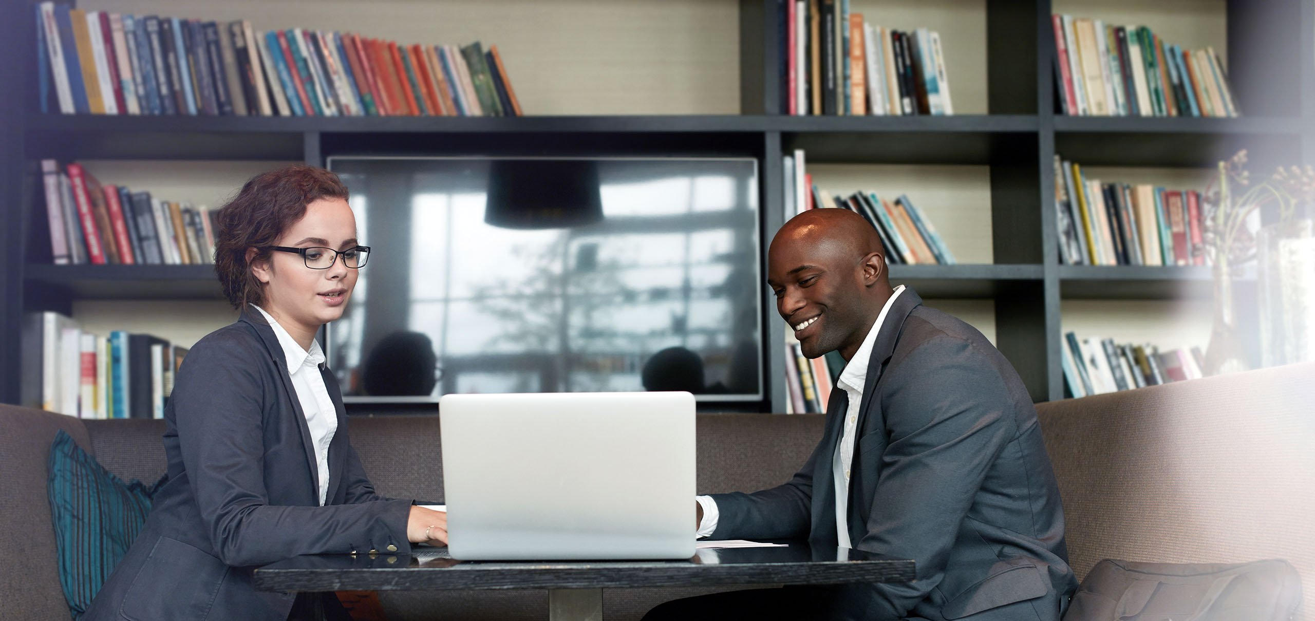 Two people having a meeting