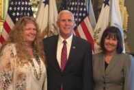 SMWC professor Jill McNutt with mike Pence