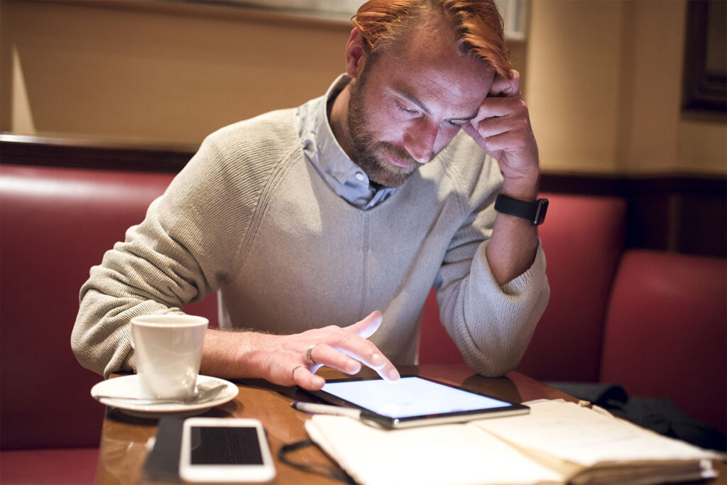 Business man studying homework