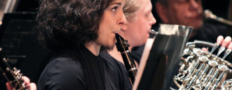 Member of the SMWC band playing the clarinet