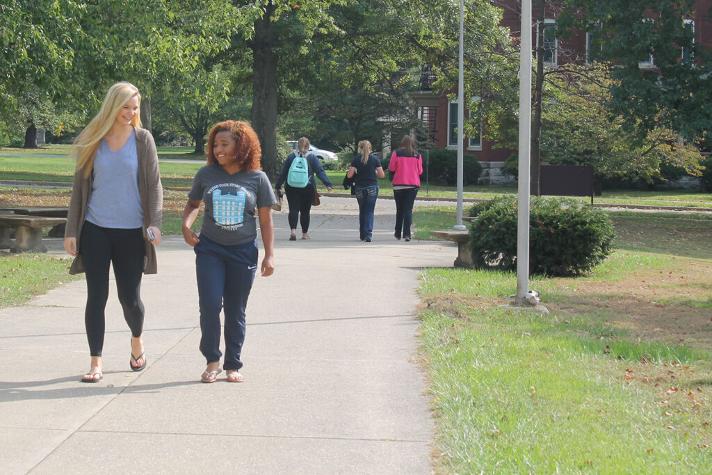 Students walking on campus