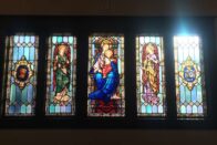 Stained glass windows in Le Fer Hall