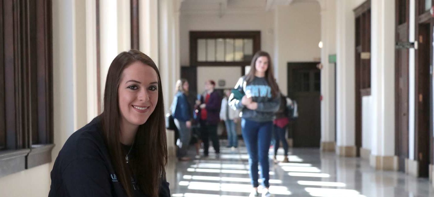 students going to class in Le Fer Hall