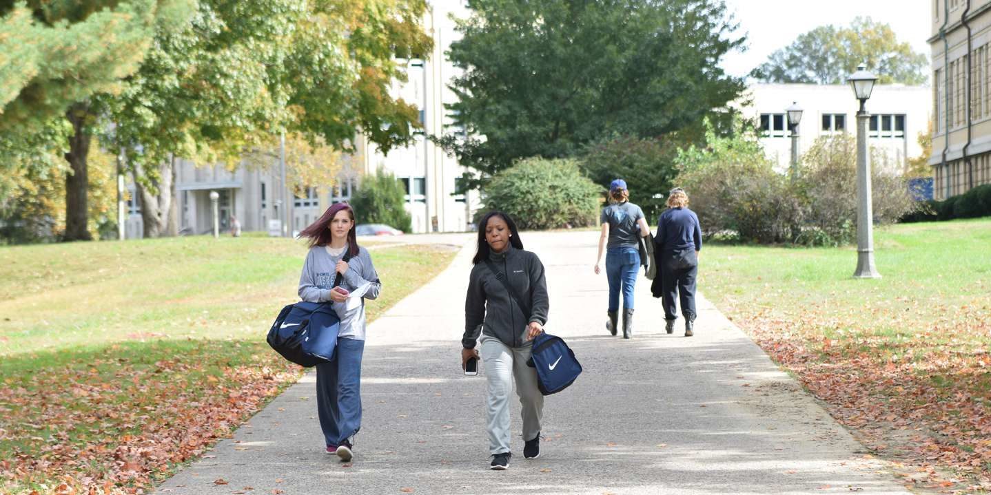 students walking outside